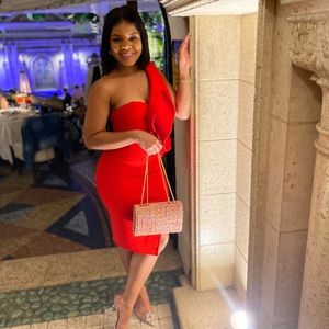 All Eyes On Me Red One-Shoulder Bandage Dress